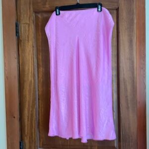 Fuchsia Satin Midi Skirt